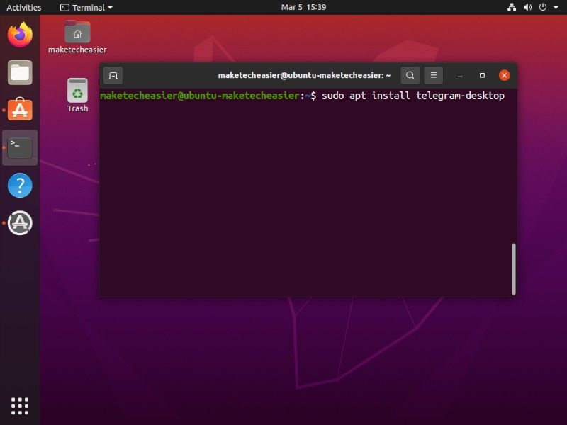 Telegram Linux Ubuntu Terminal