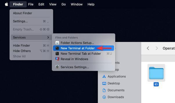 Select New Terminal at Folder