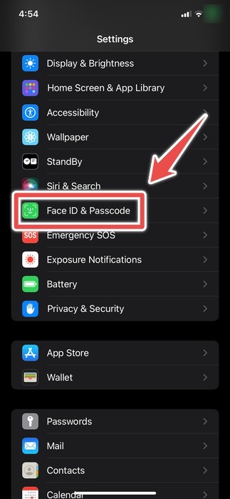 The Face Id And Passcode Option In Settings On An Iphone