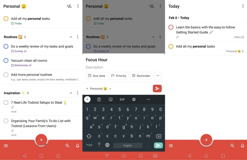 Todoist app interface overview.