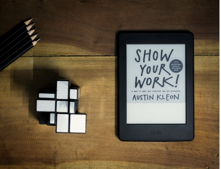 Kindle showing the book Show Your Work by Austin Kleon.