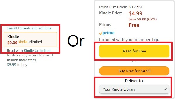 Borrowing a book on Amazon along with how to deliver it to your device.