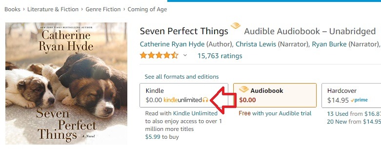 Kindle Unlimited book with Audible audiobook version.