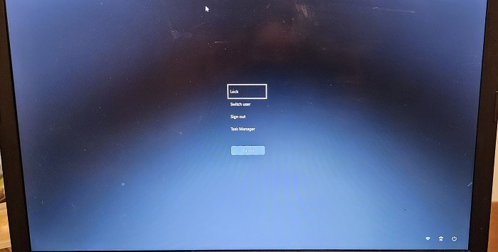 Login menu screen view on Windows laptop.