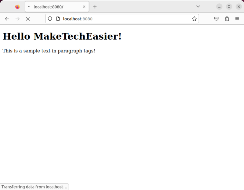 A screenshot showing a working netcat webserver serving a web page.