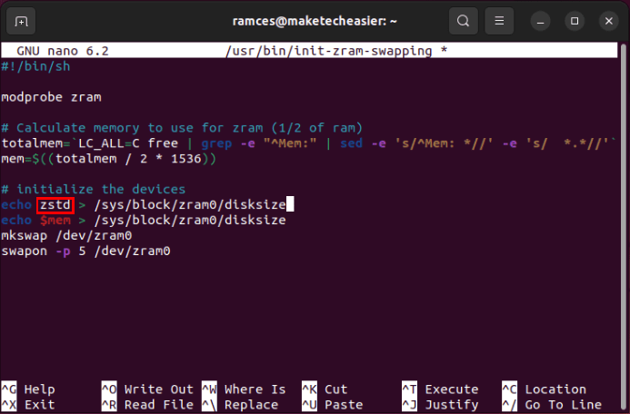 A terminal highlighting the zstd string for the first echo UNIX pipe.