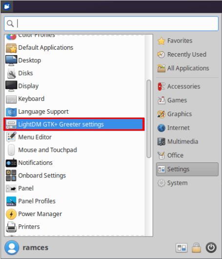 A screenshot highlighting the LightDM Greeter Settings for XFCE.