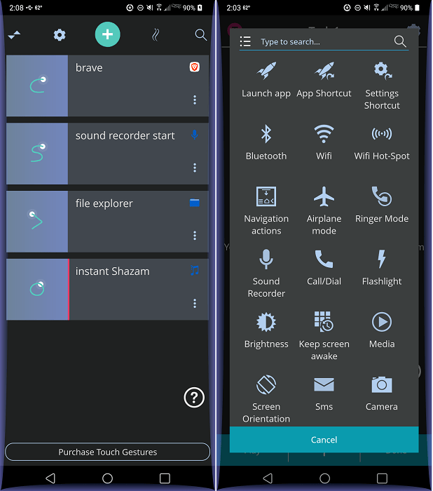 App interface overview for Gesture Suite app.  
