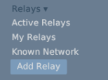A screenshot showing the contents of the "Relays" section.