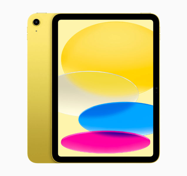 Yellow iPad on a white-grey background