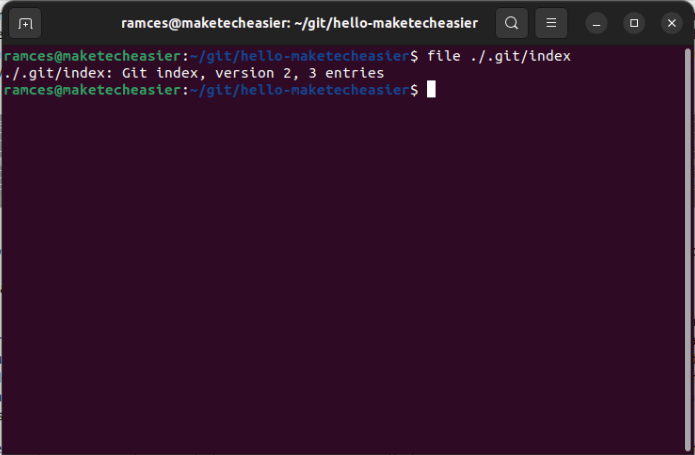 A terminal showing the current status of the repository's index file.