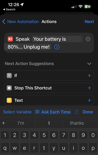 Shortcuts App Select Speak Text 1